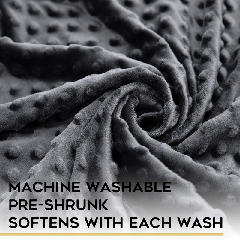 YnM Exclusive Cooling Rayon & Cozy Velvet Dual-Sided Cover for Weighted Blanket (60''x80'') - Light Grey - Image 5